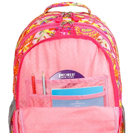 J World 19inches Cornelia Backpack, Pink Paisley