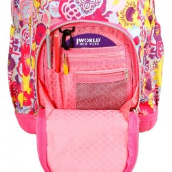 J World 16inch Lollipop Rolling Backpack with Lunch Bag- Poppy Pansy