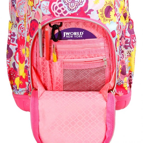 J World 16inch Lollipop Rolling Backpack with Lunch Bag- Poppy Pansy J World 16inch Lollipop Rolling Backpack with Lunch Bag- Poppy Pansy