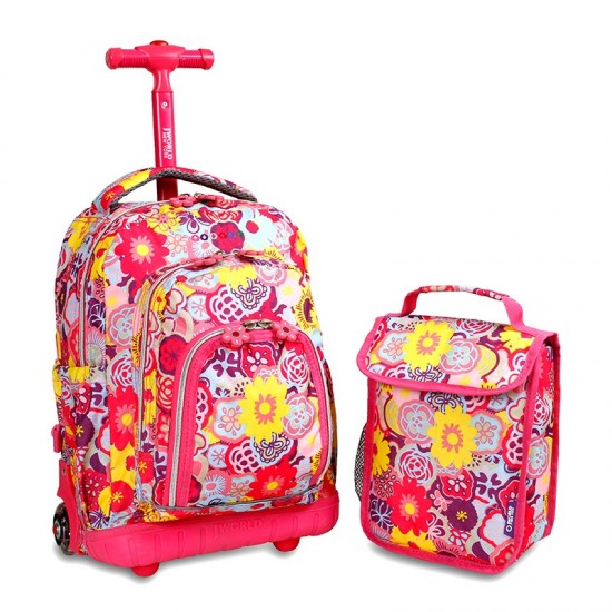 J World 16inch Lollipop Rolling Backpack with Lunch Bag- Poppy Pansy J World 16inch Lollipop Rolling Backpack with Lunch Bag- Poppy Pansy