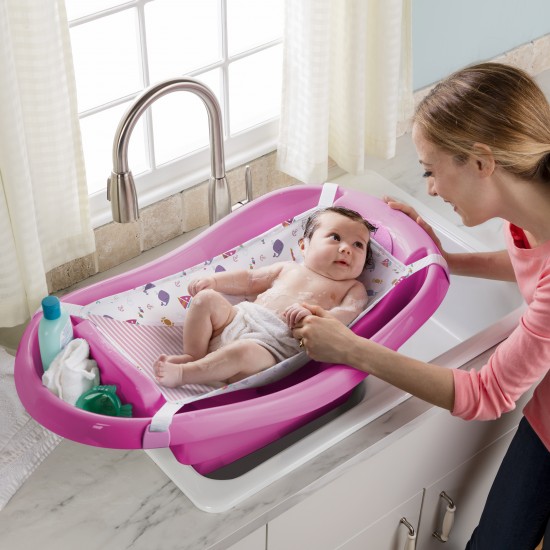 Summer Infant Comfy Clean Deluxe Newborn to Toddler Tub, Pink