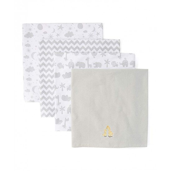 Spasilk Unisex Baby 4 Pack 100% Cotton Receiving Blanket