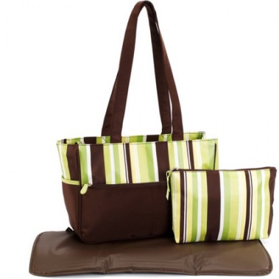 Microfiber Striped Tote Diaper Bag