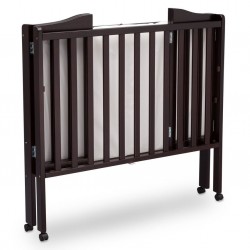 Delta Mini Folding Crib with Mattress, Espresso Delta Mini Folding Crib with Mattress, Espresso