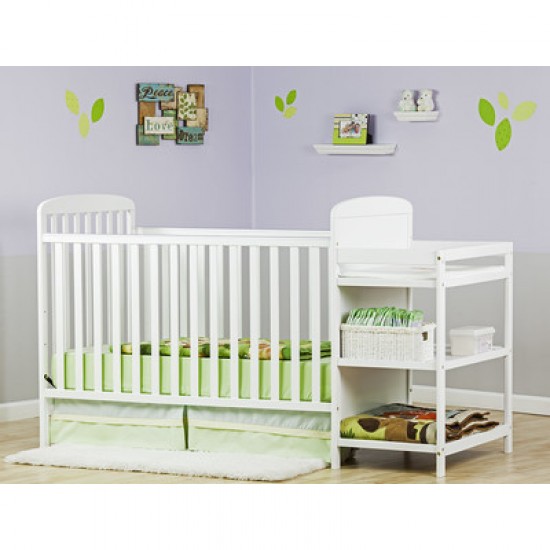 Dream On Me 4 in 1 Convertible Crib With Changing Table Free Mattress