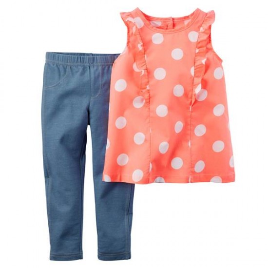 Carter's Coral Polkadot Impression Leggings Set Carter's Coral Polkadot Impression Leggings Set