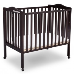 Delta Mini Folding Crib with Mattress, Espresso