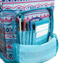 J World 18inch Sundance Rolling Backpack- Mint Tribal
