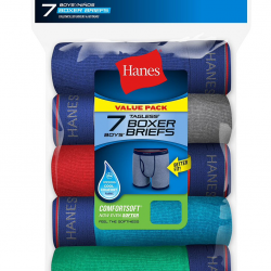 Hanes Boys' ComfortSoft® Sport Style Ringer Boxer Briefs with Comfort Flex® Waistband 7-Pack