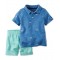 Carters Boy Shark Impression Polo and Short Set