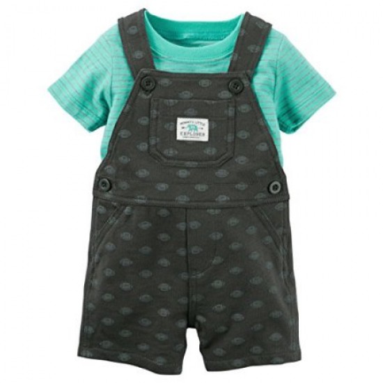 Striped Tee & Print Shortall Set