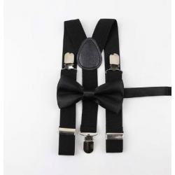 Bow Tie n Suspender Set, Black